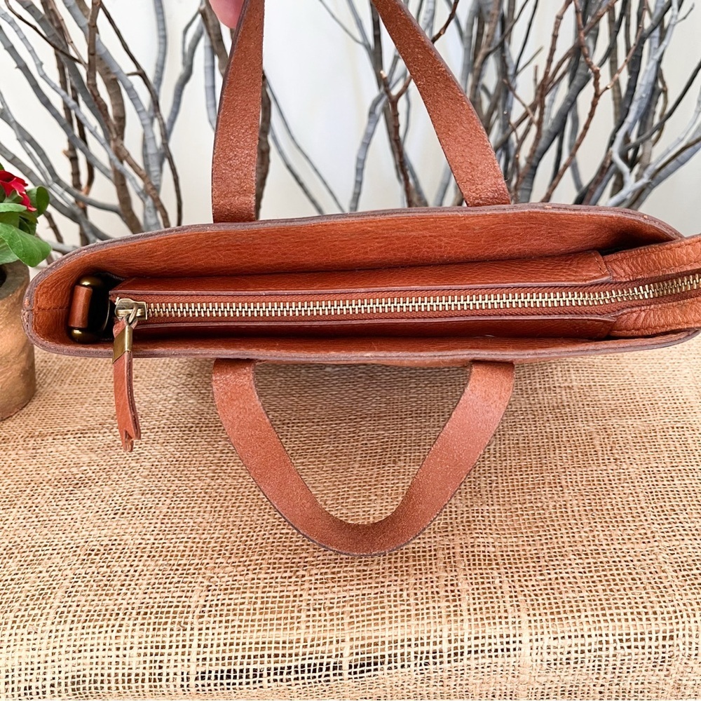 Madewell Zip Top Transport Small Brown Leather Bag - Picture 5 of 12